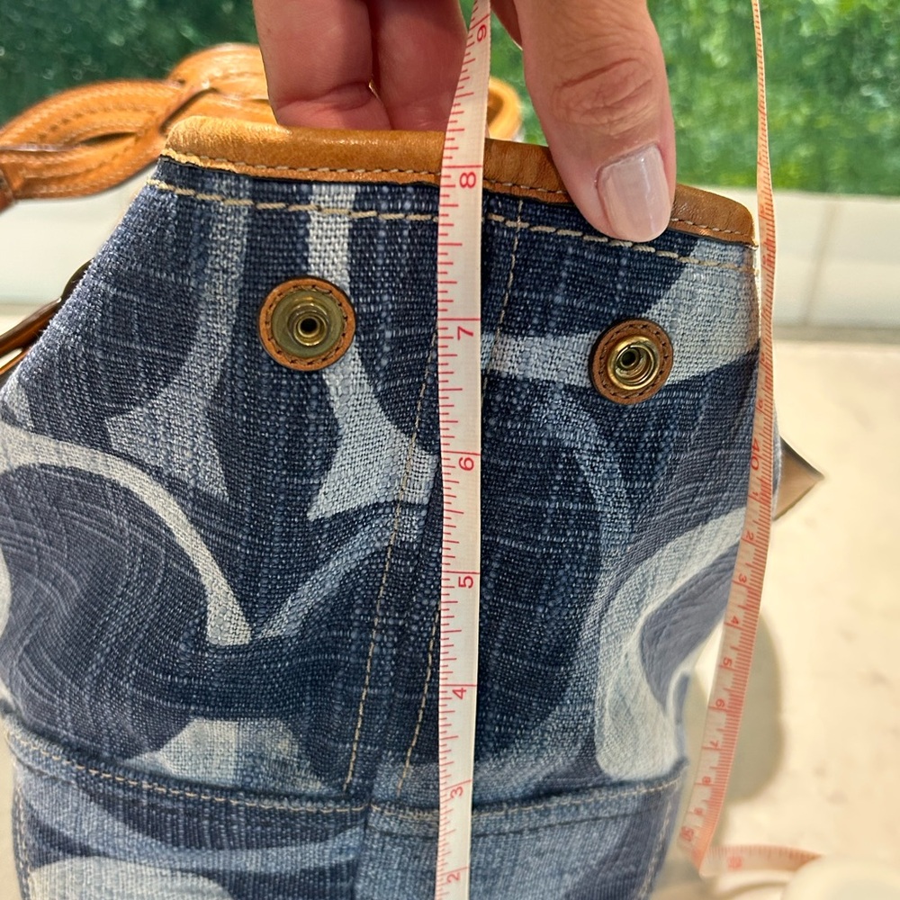 Coach Denim Signature Monogram Satchel Leather Shoulder Bag + Original Dust Bag - Picture 14 of 14